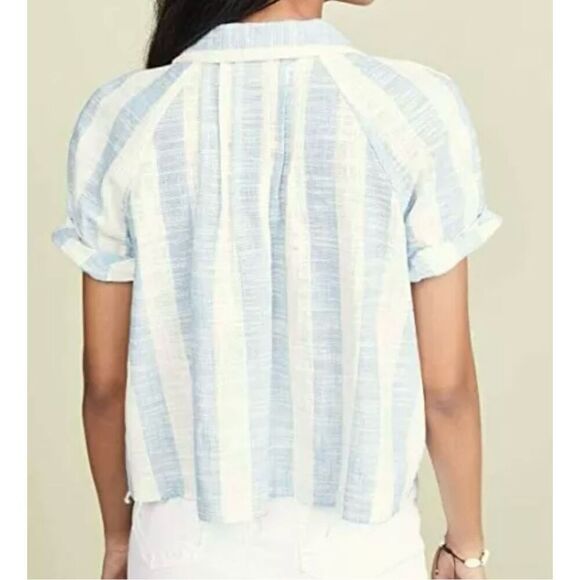 Free People We The Free Away At Sea Striped Linen Blend Crop Top Size Small - Picture 8 of 8